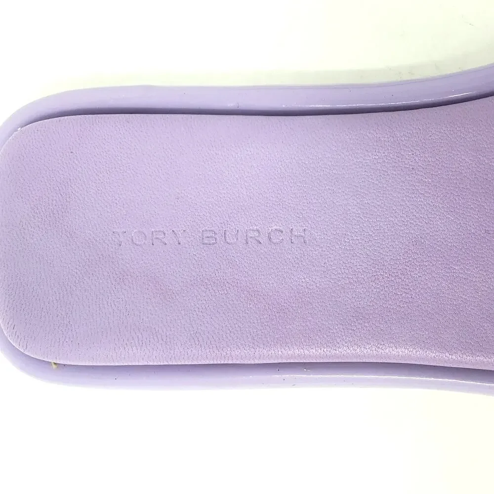 Tory Burch Double T Sport Slide Sandals Lavender Cloud Leather 141380 Size 6.5 M